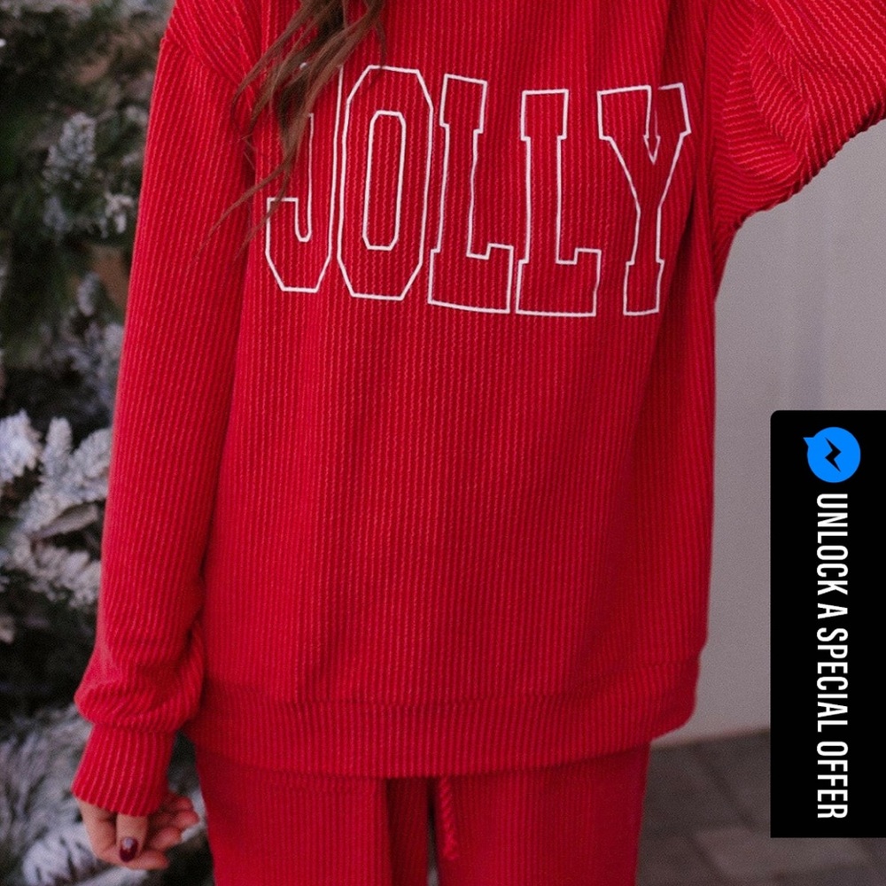 Red 'Jolly' Sweater and Pants Set